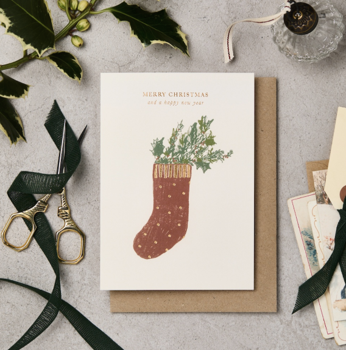 Stocking & spruce cards - pack of 6