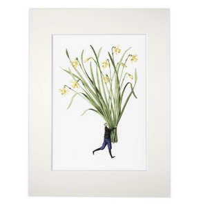 Tête á tête 'spring flowers' mounted print