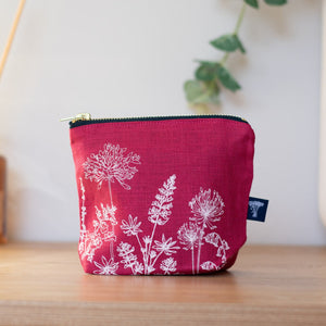 Linen make-up bag - garden design - various colours