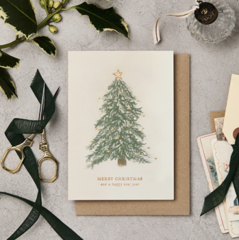 Tree & lights card - pack of 6