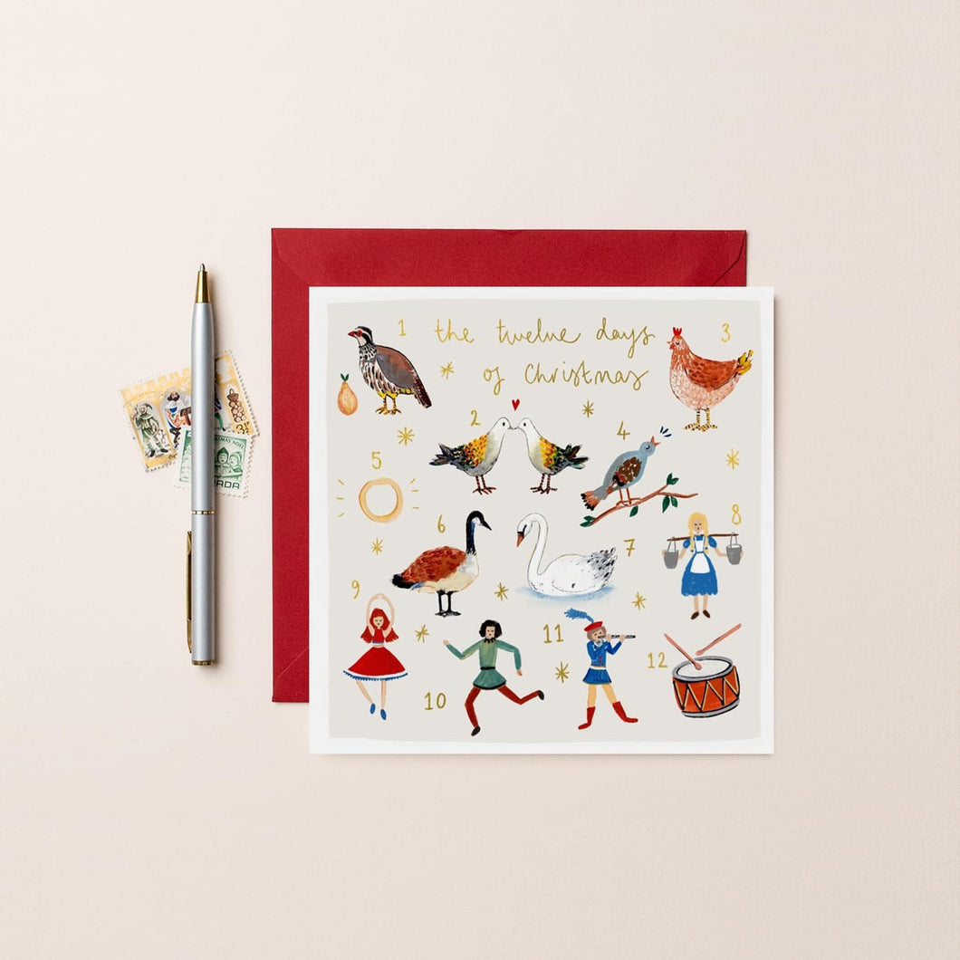 The twelve days of Christmas card