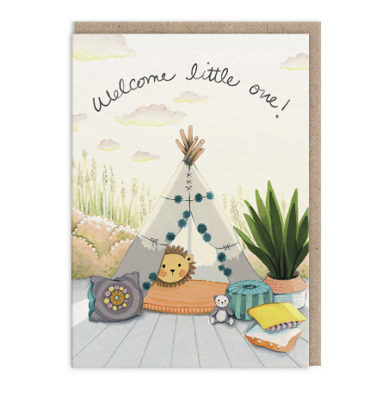 Welcome little one tipi card