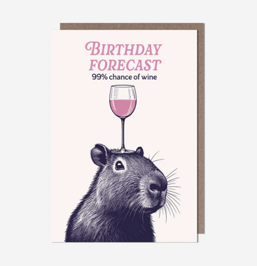 Capybara birthday forecast card