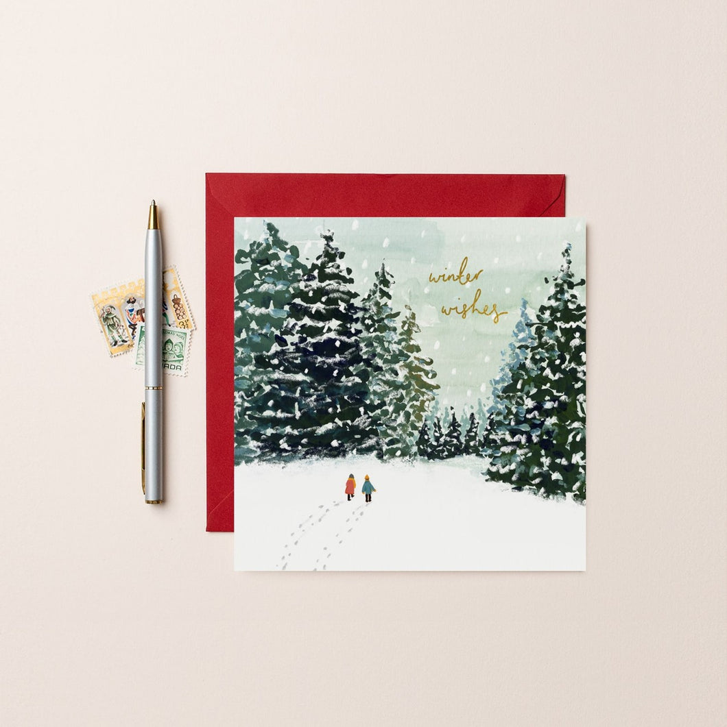 Winter wishes forest walk card