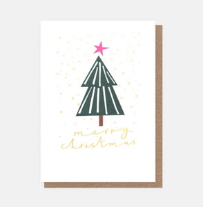 Merry Christmas tree gold snow