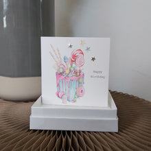 Load image into Gallery viewer, Boxed earrings card - truly scrumptious cake
