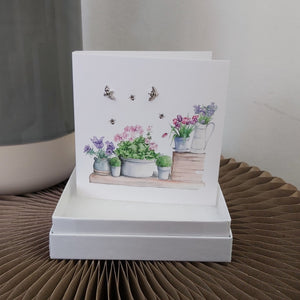 Boxed earrings card - flower pot