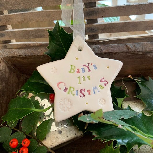Baby's 1st Christmas - tutti fruitti ceramic star
