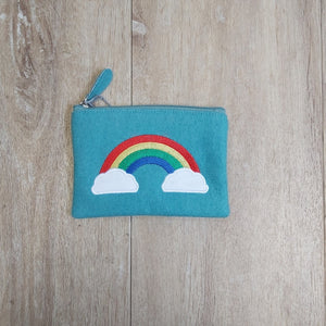 Felt rainbow purse - blue