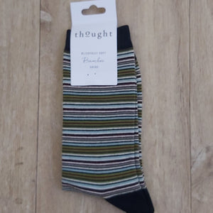 Michele bamboo striped socks - dark navy