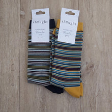 Load image into Gallery viewer, Michele bamboo striped socks - mustard yellow
