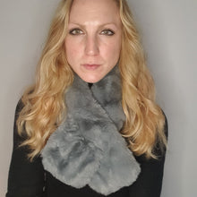 Load image into Gallery viewer, Faux fur loop through scarf - grey
