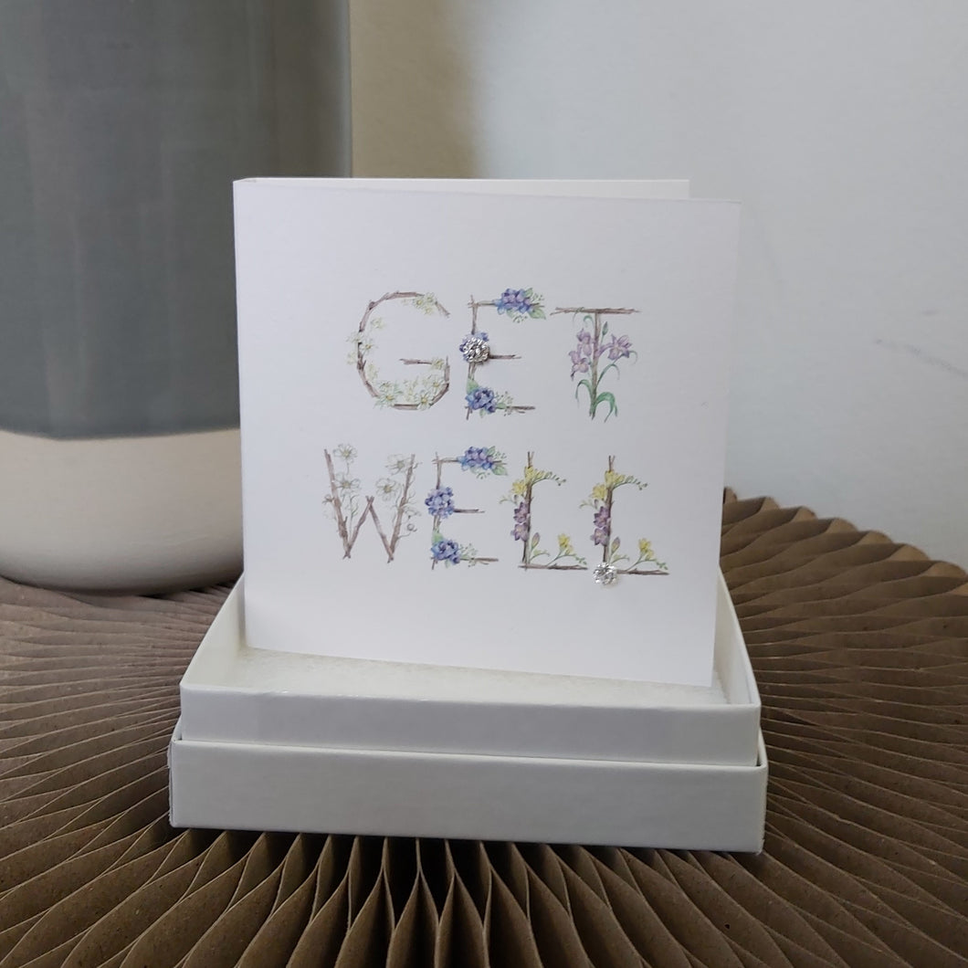 Boxed earrings card - get well