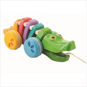 Rainbow wooden alligator toy