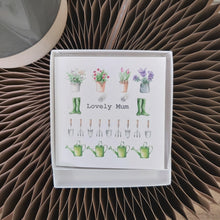 Load image into Gallery viewer, Boxed earrings card - gardening lovely mum
