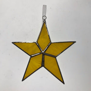 Handmade glass 5 pointed star - medium - gold