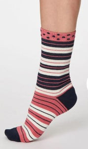 Addie striped socks - berry red