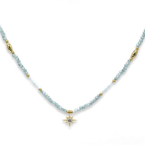 Aditi grey beaded star charm necklace
