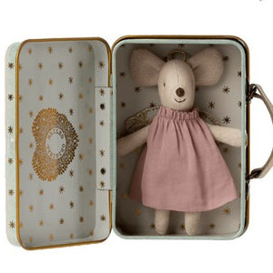 Angel mouse in suitcase