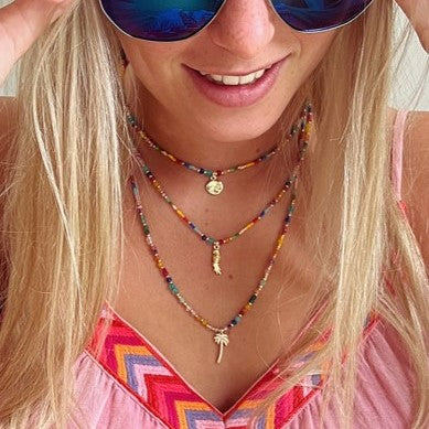 Arcus palm tree charm pendant necklace - multicoloured