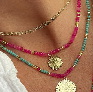 Artemis beaded gemstone necklace - pink
