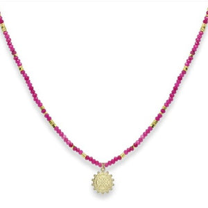 Artemis beaded gemstone necklace - pink