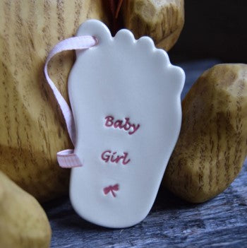 Baby girl foot ceramic dec