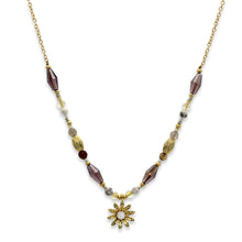 Load image into Gallery viewer, Banu flower gemstone necklace - gold
