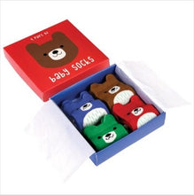 Load image into Gallery viewer, Bear design baby sock (4 pairs)
