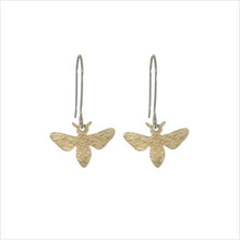 Load image into Gallery viewer, Hammered brass bee earrings
