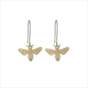 Hammered brass bee earrings