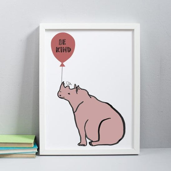 Rhino balloon 'Be kind' print only