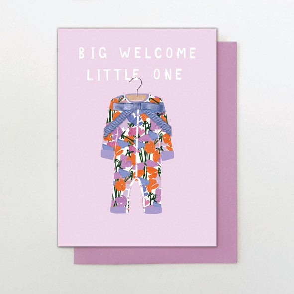 Big welcome little one girl card