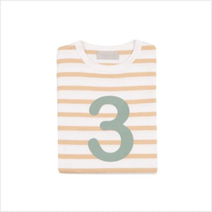 No 3 t-shirt - biscuit breton (green number)