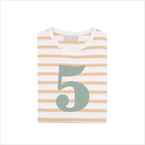 No 5 t-shirt - biscuit breton (green number)