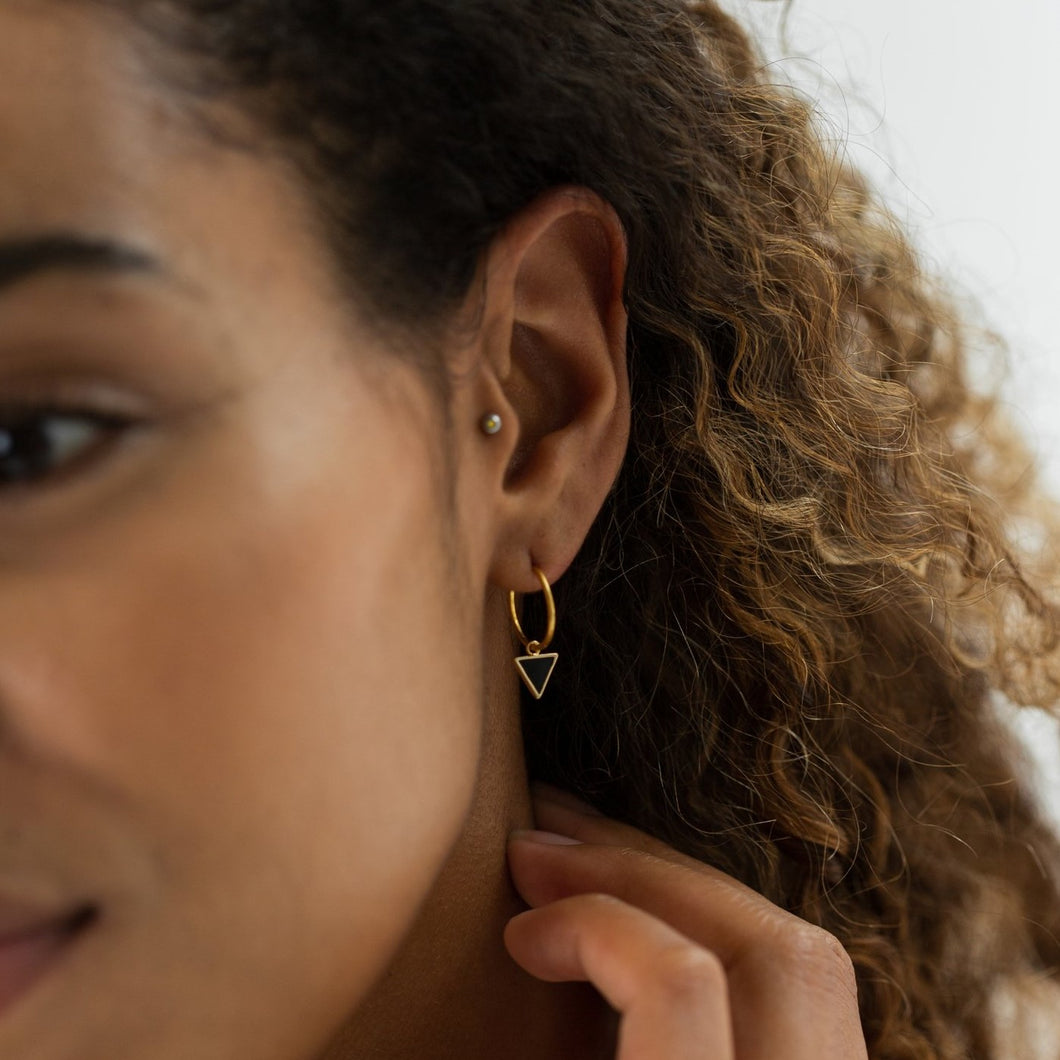 Black triangle earrings
