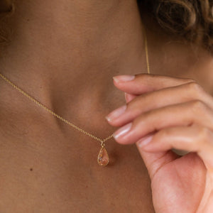 Blush glass drop necklace