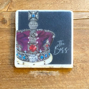 Marble illustrated coaster - The Boss