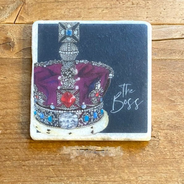 Marble illustrated coaster - The Boss