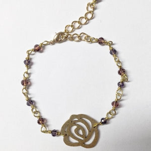 Bespoke Raindrops on Roses jewellery - brass bracelet