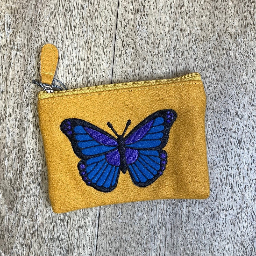 Felt butterfly purse - yellow