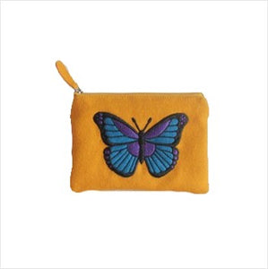 Felt butterfly purse - yellow