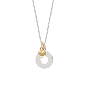 Circle & heart necklace - sterling silver & gold vermeil