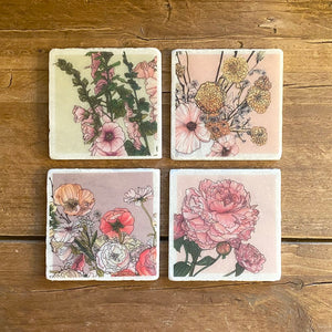 Marble illustrated coasters