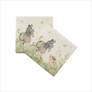 Country Companions - donkey & pig coasters x 2
