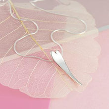 Load image into Gallery viewer, Small curved silver heart pendant necklace
