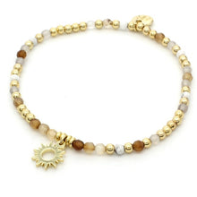 Load image into Gallery viewer, Dalim honey gemstone &amp; sunburst charm bracelet
