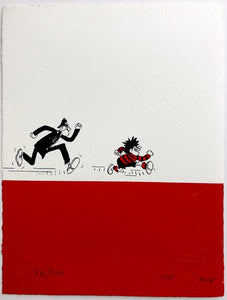 Dennis the Menace chased by a copper framed print