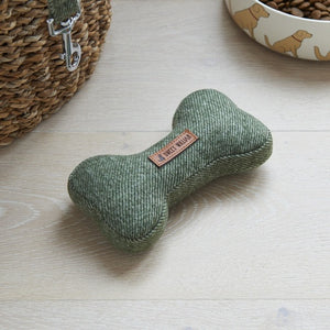 Dog toy - green tweed bone