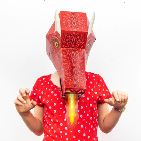Make your own fire-breathing dragon mask